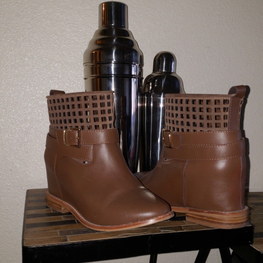 Real Leather Booties with Perforated Details